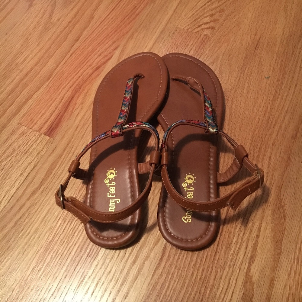 Sunny Feet T-Strap Sandals, Size 8